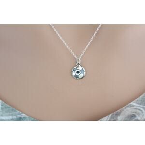 Sterling Silver Soccer Ball Necklace, Silver Soccer Ball Necklace